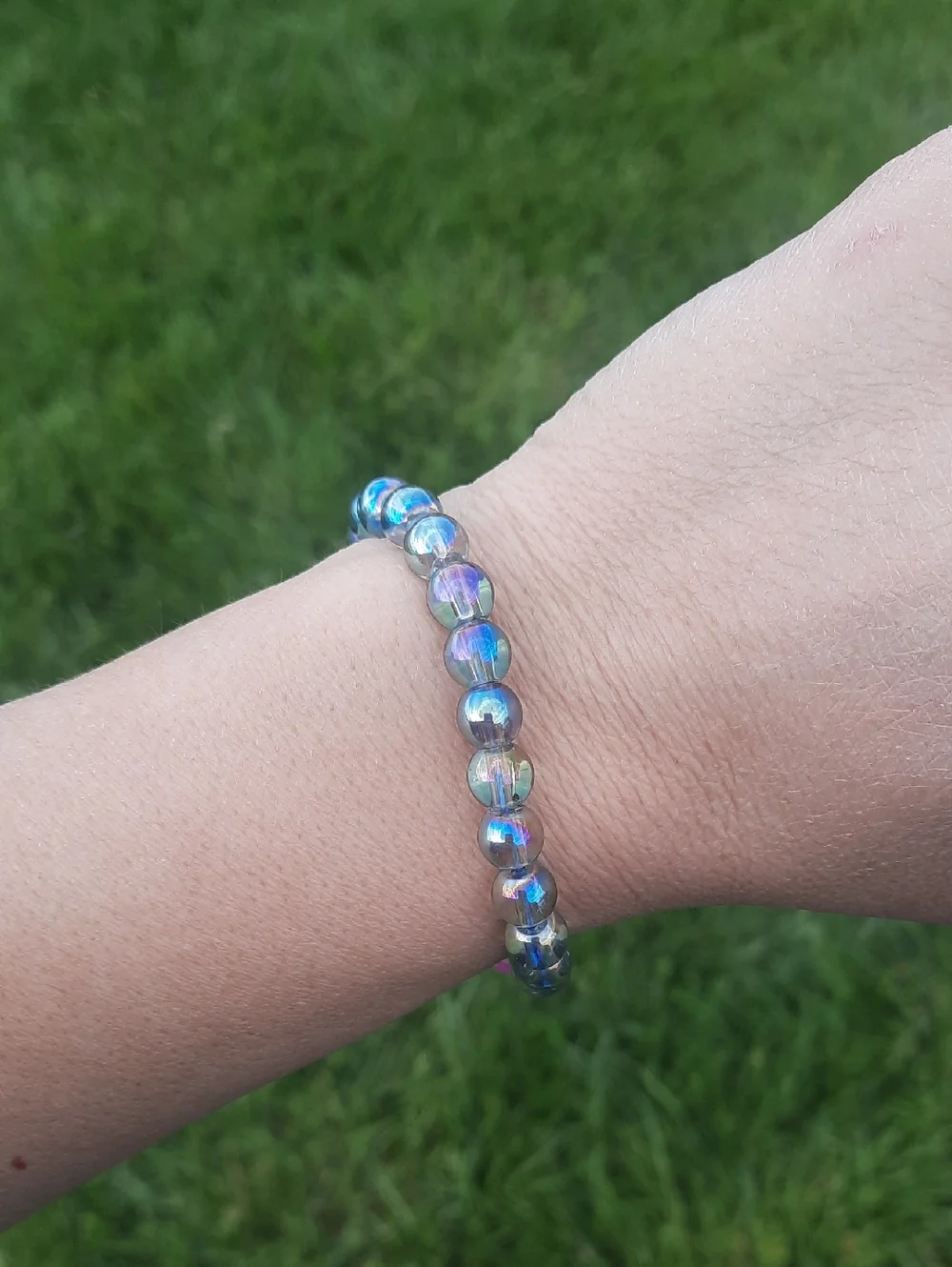 8mm Aura Coated Mermaid Glass Bead Strand - 10